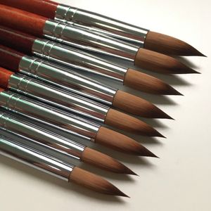 Acrylic Nail Art Brush Manicure Tools Kolinsky Hair Wood Round Big Size 10#12#14#16#18#20#22#24 UV Gel Carving Pen Liquid Powder 1PCS