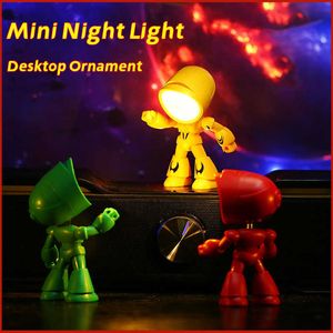 Luzes noturnas mini noturno led desenho animado fofo herói lâmpada de mesa de mesa de mesa de mesa