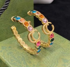 2023 New Hoop Color Diamond Hoop Huggie örhängen aretes Orecchini Fashion Personlighet Stora cirkelörhängen Kvinnor bröllopsfest designer smycken