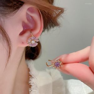 Rückenohrringe KAITIN Asymmetrischer Zirkon-Blumen-Ohrclip Japanisches und koreanisches vielseitiges Temperament Sen-Serie Earless Bone