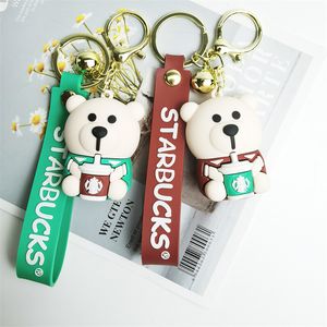 Fashion Cartoon keychain Mobile Phone Charm Trend keychain cute couple bear pendant new milk tea cup doll keychain