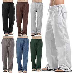 Erkek pantolon moda erkek keten geniş pantolon Koreli pantolon büyük boylu spor giyim erkek bahar yoga pantolon sıradan erkekler giyim eşofmanları w0325