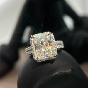 Luxury Band Rings S925 Sterling Silver Big Square 5 Karat Zircon Charm Wedding Engagement Ring for Women With Box Party Gift