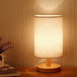 Luci notturne USB Luce notturna Lampada da scrivania a LED in legno massello nordico Lampada da tavolo moderna in tessuto per la decorazione della camera da letto Regalo creativo P230325