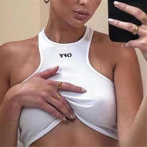 FSDA Offs Womens Tanks Camis Tank Vest Vests Top Camisole Dressy Casual Brodery Tank Top White Black Sleeveless Letter Tryckt Sport Sexig Cami Crop Top Summer S M L