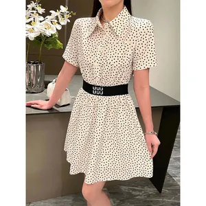 2023 Casual Office Floral girlystyle luxury Print High Waist Spring and Summer Elegant Sweet Cute Dress Sexy Robe