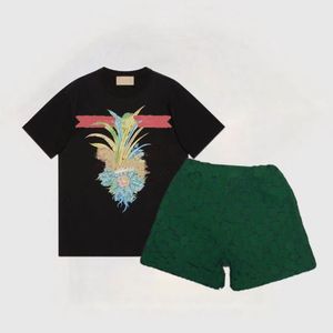 キッズガールズのデザイナー服セット夏の半袖Tシャツ子供ボヘミアントッププリーツスカート2PCSベビーブランドスーツAAAAA
