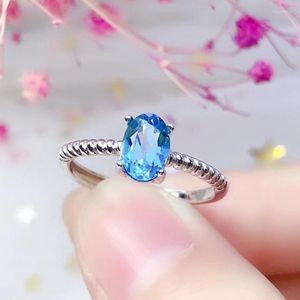 クラスターリングLeechee Blue Topaz Ring for Women Anniversary Gift 5