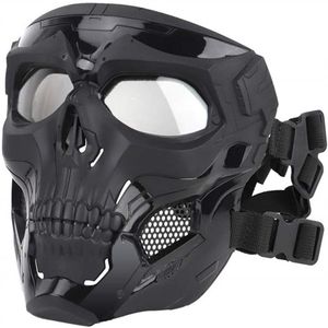 Tactical Mask Protective Full Face Clear Goggle Skull mask Dual Mode Wearing Design Adjustable Strap One Size fits All2628