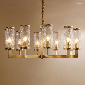 Chandeliers Pendant Lights Luxury Copper Led Chandelier Glass Shades Lighting Living Room Lamp Hang Light Fixtures