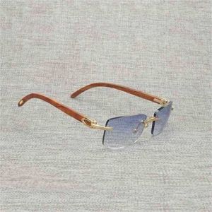 Luxury Designer High Quality Sunglasses 20% Off Vintage Buffalo Rimless Natural Wood Square Metal Frame Women Wooden Shades Oculos Eyeglasses 012NKajia