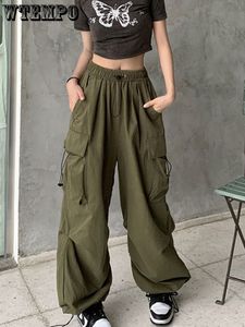 レディースパンツCapris Wtempo Y2Kカジュアルカーゴパンツ女性ストリートウェアドローストリングルースワイドレッグストレートズボンファッションレディ特大スウェットパンツ230325