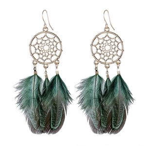 Populära tillbehör drömfångare fjäderörhängen Boho Style Ear Accessories Women's Long Tassel Stud Accessories 1224196