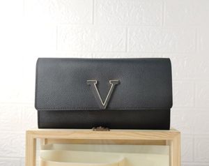 designer plånbok capucines handväska kvinnor lång korthållare dam pengar clutch väska med låda