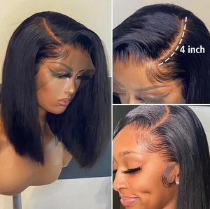 150 densidad Bob Wig Lace Front Brazilian Human Hair Wigs for Black Women Preplusted Short Natural 13x4 HD Straight Full Frontal 9526970