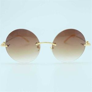 Luxury Designer Fashion Sunglasses 20% Off Round Metal Rimless Mens Brand Vintage Lentes De Sol MujerKajia