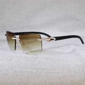 30% rabatt på lyxdesigner Nya herr- och kvinnors solglasögon 20% rabatt på vintage Rhinestone Natural Horn Rimless Men Wood Glasses Metal Frame Nyans för Summer Club Eyewear