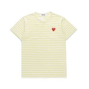 Designerka koszulka T-shirty CDG Play Com des Garcons Striped Shirt Red Heart Yellow White Size xl Tee