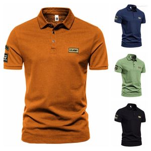 Męskie koszulki polo Summer Fashion męska oddychająca koszulka polo z krótkimi rękawami w jednolitym kolorze z klapami Outdoor Sports Tee