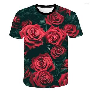 Męskie koszule T-shirt Red Rose Man / Woman 3D Printed Fashion Size S-6xl