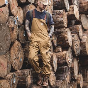 Men s Jeans Vintage Overalls Mens Jumpsuit Cargo Work Pants Baggy Bib Contrast Stitch Denim Trousers 230327