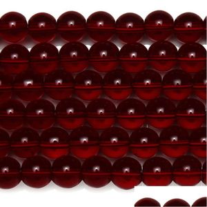 Garnet de pedra natural de vidro 8mm de miçangas soltas 15 fios 6 8 10 mm Tamanho da picareta para jóias Fazendo entrega de gota 202 dhthy