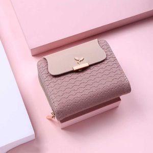 Wallets Women Wallet Leaf Hasp Clutch Brand Designed Student Leather Mini Coin Purse Female Card Holder Money Bag Fashion Ladies Wallets G230327