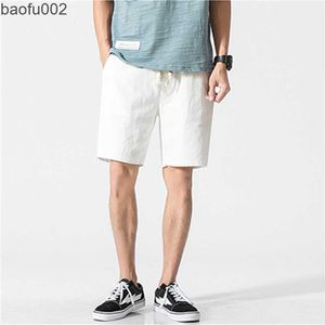 Mäns shorts shorts män bomullslinne casual shorts mens svett byxor sommar andas bekväma dragsko mjuka shorts män streetwear byxor w0327