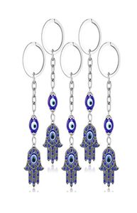 Hamsa Fatima Hand Key Rings Keychains Holder Greek Blue Evil Eye Pendants Key Chains Keyrings Turkish Lucky Jewelry5575730