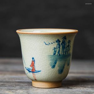 Tazze Piattini Master Tazza dipinta a mano Stile cinese River Pottery Jingdezheng The Ancients Tea Set Teaware Boat Tazze per cerimonia