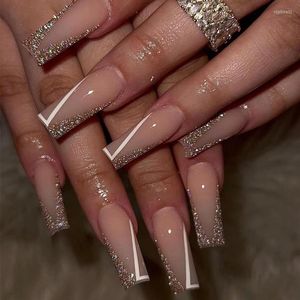 False Nails 3D FINUCA SET ON ONGLE TIPS FRANCE BAFFIN SUPPRITÀ DI MANICURE DIY IL KIT ACRILICO NUDE NUDE