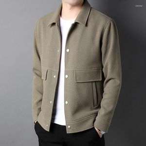 Herrjackor 2023 Korean Fashion Lapel Jacket Men Loose Short Coat Spring Autumn Thicking Tops Casual Clothes for Man S-3XL