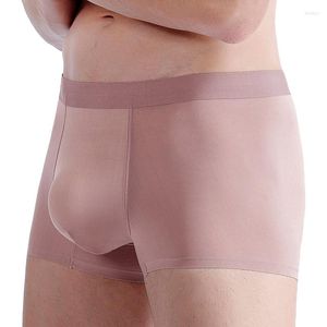 Underpants 4Pcs/lot Men Boxers Silky Seamless Underwear Sets Male Panties Sexy Ultra-thin Transparent Penis Pocket Boxershorts For