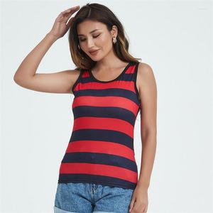 Women's Tanks Red And Black | Stripes Halloween Outfit Sexy Fashion Tank Top Casual Vest Women Round Neck M-5Xl Pattern Sweet B3017