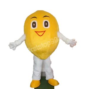 Ny Happy Yellow Lemon Mascot Costumes Christmas Fancy Party Dress Cartoon Character Outfit Suit vuxna storlek Karneval Påskreklam