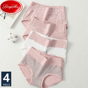 Calcinha feminina plus size m-5xl 4pcs calcinha feminina algodão algodão da cintura alta cueca cueca perfeita Briefs femininos sexy lingerie respirável 230327