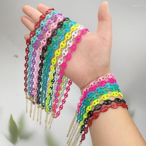 Chains 5Pcs Enamel Candy Color Coffee Bean Beads Link Fashion Jewelry Women Bracelet Necklace Adjustable Trendy
