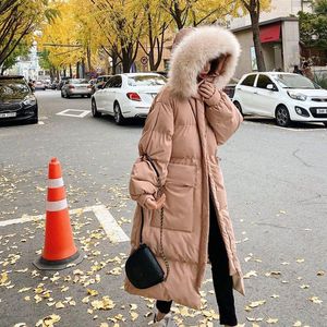 Trench da donna Colletto in pelliccia sintetica Giacca invernale da donna Cappuccio Caldo Addensare Parka Tasche Capispalla antivento Vita regolabile Lungo C424