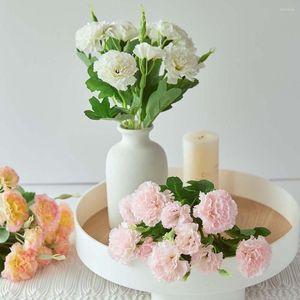 Fiori decorativi multicolori resistenti fai da te dissolvenza natale decorazioni bianche ai raggi UV garofano artificiale seta casa finta 1 bouquet matrimonio per sempre