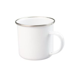 Sublimation Blanks 12Oz Enamel Mug White Cam Outdoor Coffee Travel Stainless Steel With Sier Rim Drop De Dhcrh