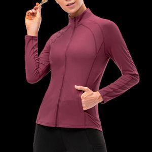 Outfits Yoga Frauen Sportjacke Reißverschluss Yoga Slim Mantel Kleidung Schnell trocknende Fitnessjacke Lauf Hoodies Stehkragen Sportbekleidung Gym Workout Top 230327