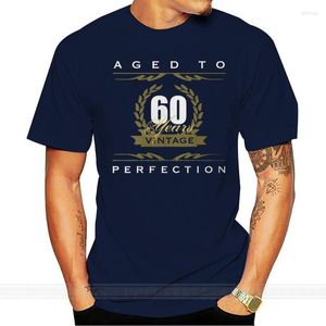 Mäns T -skjortor Fashion Mens Cotton Crew Neck Kort ärm Birthday Aged to Perfection 60 år Presen Tee