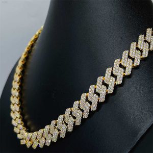 15 mm breddkvalitet Miami halsband Silver 925 Iced Moissanite Diamond Cuban Link Chain Trendy Necklace