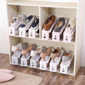 Clothing Storage & Wardrobe Double-layer Adjustable Simple Shoe Bracket Creative Dust-proof Shoes Rack Home Holder Organizer