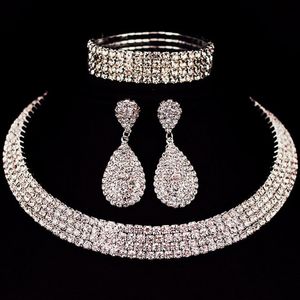 Akcesoria ślubne Bride Biżuter Klasyczny kryształ kryształowy naszyjnik i bransoletka biżuteria ślubna
