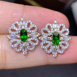 Studörhängen Pure Natural Russian Diopside 925 Silver Elegant Fashion Trend 3mm 5mm