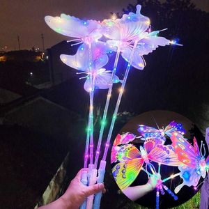 LED RAVE Toy Glow in Dark Favor Handheld LED Flash Butterfly Magical Stick Princess Lantern Wand Stage Props Outdoor Light Up Glowing Y2303