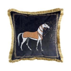 Top Quality Gold Tasselled Cushions Case Horses Carriage Tigers Belting Decorative Pillows Case 2 Sides Print Sofa Bed Couch Pillows