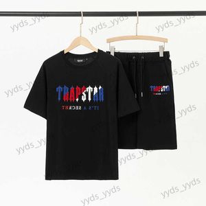 Men's Tracksuits Trapstar Blue Red Towel Embroidered Short Sleeve INS Simple Versatile Men's and Women's Relaxed Crewneck T-shirt T230327