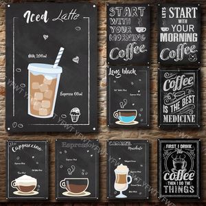 Vintage Coffee House Art Decor Metal Plaque Tin Sign Retro Cafe Open Poster Wall Stickers Wall Art Room Decorative Plaques 30X20cm W03